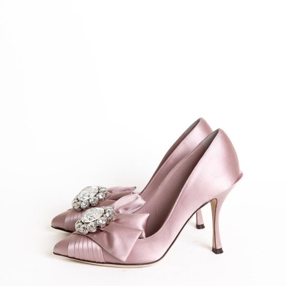 Dolce & Gabbana Crystal Embellished Satin Pumps High Heels Liliac Decollete - Picture 3 of 15